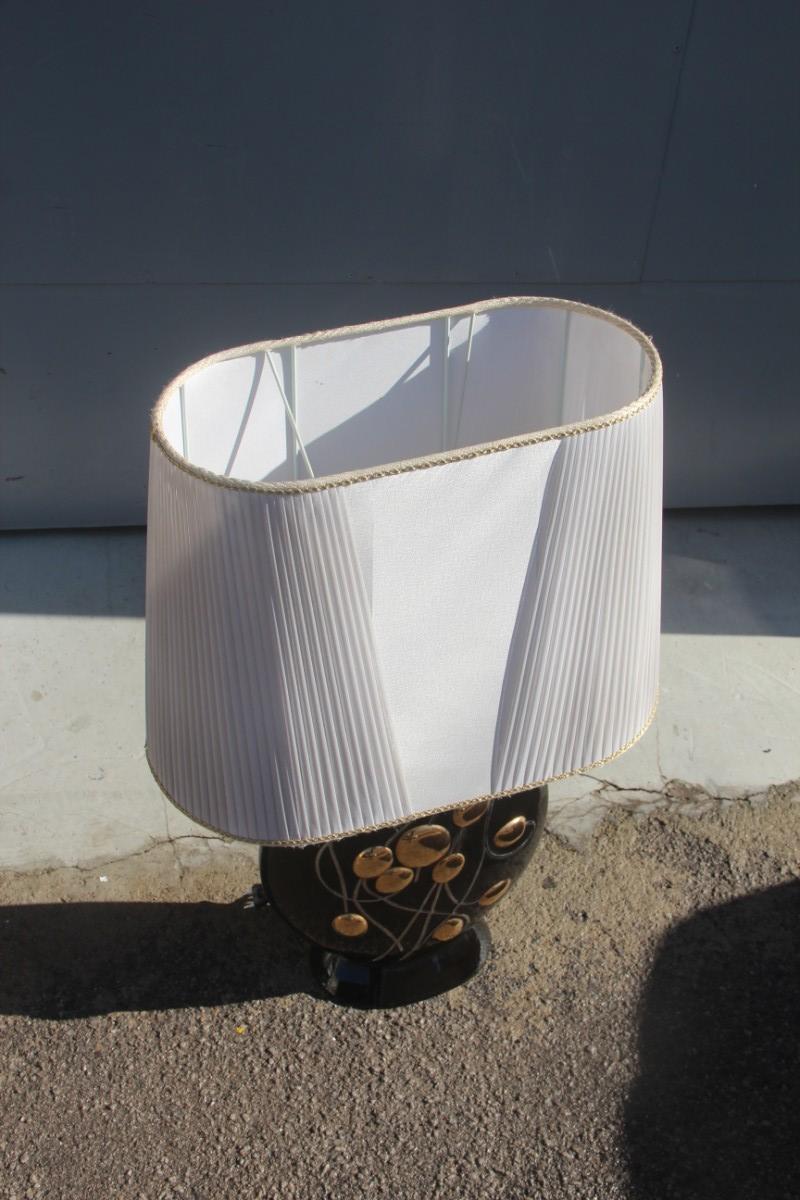 Sculptural Big Ceramic Table Lamp 1970 Black Gold and White In Good Condition For Sale In Palermo, Sicily