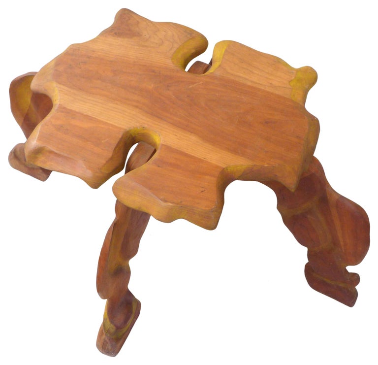 Organic Modern Sculptural Biomorphic Carved Wood Occasional Table For Sale