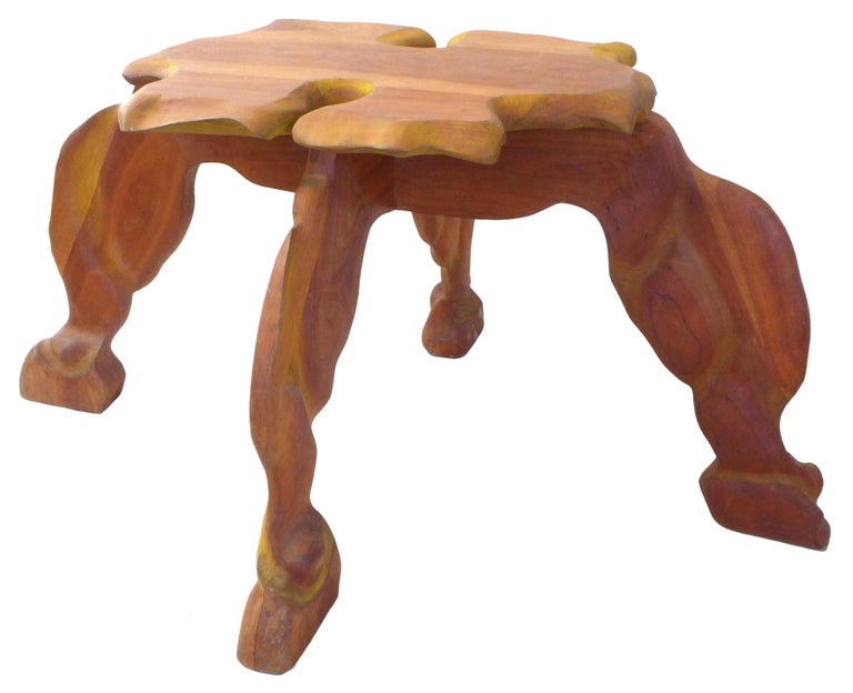 North American Sculptural Biomorphic Carved Wood Occasional Table For Sale