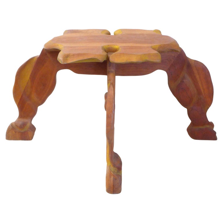 Sculptural Biomorphic Carved Wood Occasional Table For Sale
