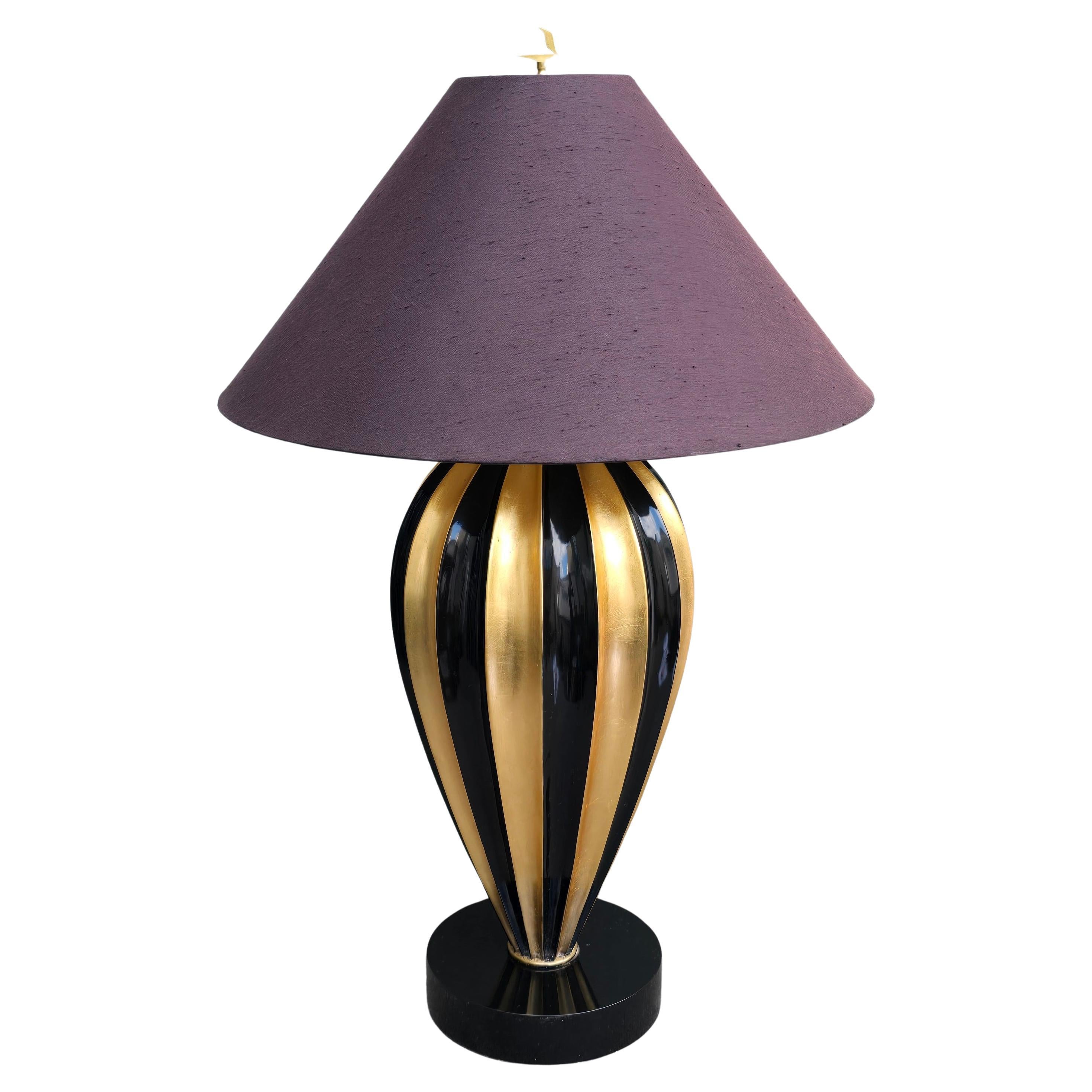 Sculptural Black and Gold Table Lamp by Leeazanne for Lam Lee Group in vendita