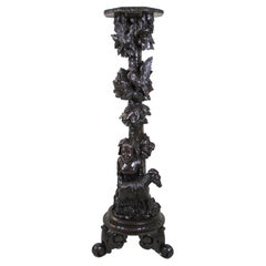 Skulpturaler Schwarzwälder Sockel/Säule, handgeschnitzt, Deutschland ca. 1870