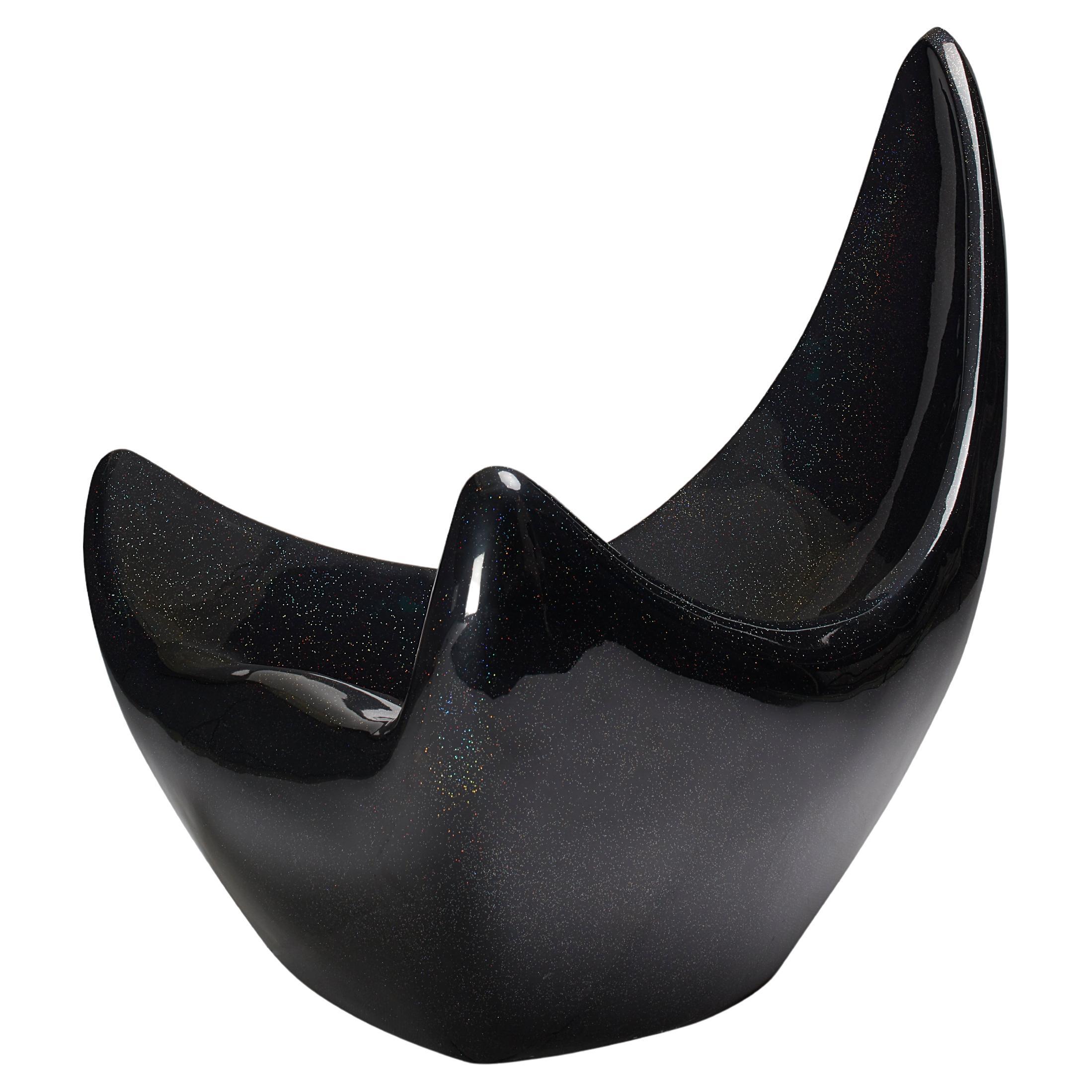 Sculptural Black Galaxy Fiberglass Popcorn Armchair by Kunaal Kyhaan For Sale