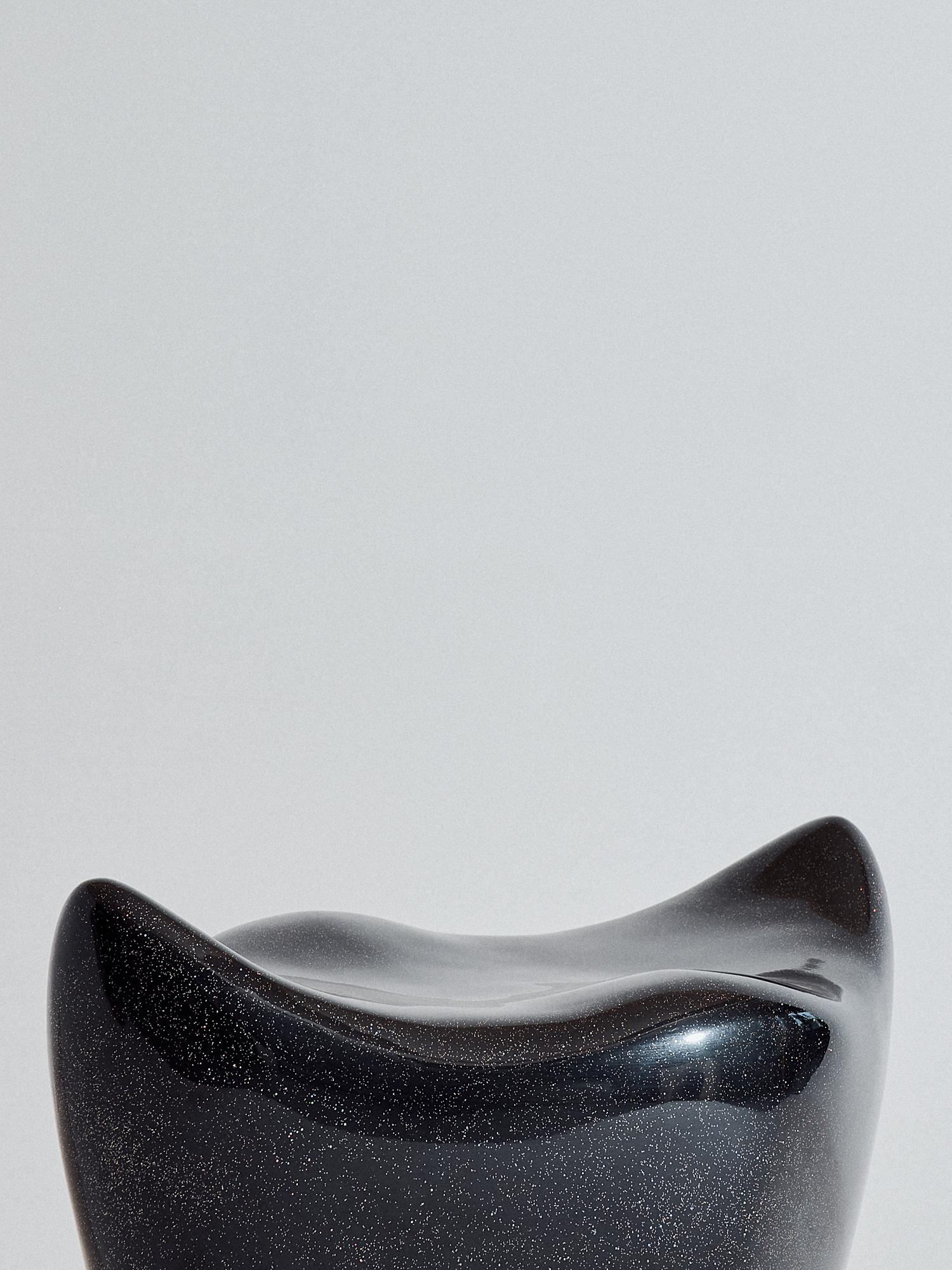 Indian Sculptural Black Galaxy Fiberglass Popcorn Bench by Kunaal Kyhaan For Sale