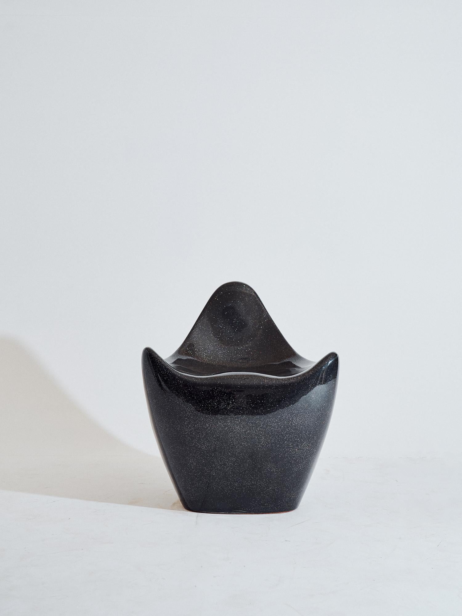 Modern Sculptural Black Galaxy Fiberglass Popcorn Chair by Kunaal Kyhaan For Sale