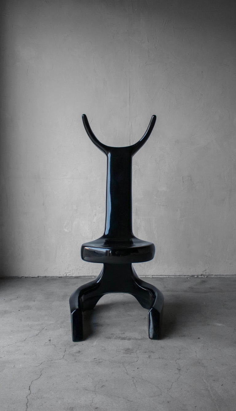 Modern Sculptural Black Lacquer Erotic Art Chair For Sale