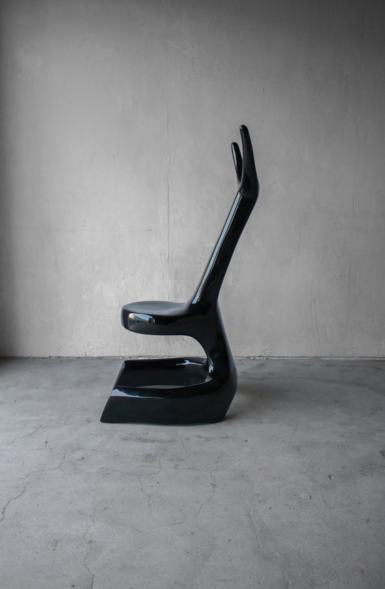 Lacquered Sculptural Black Lacquer Erotic Art Chair For Sale