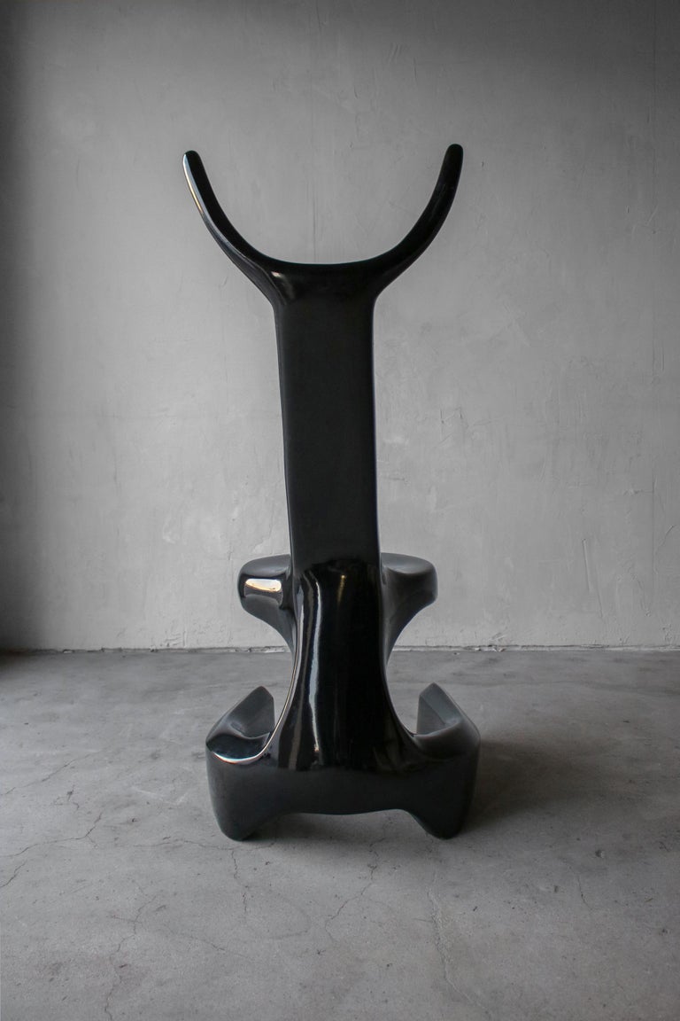 Sculptural Black Lacquer Erotic Art Chair In Good Condition For Sale In Las Vegas, NV