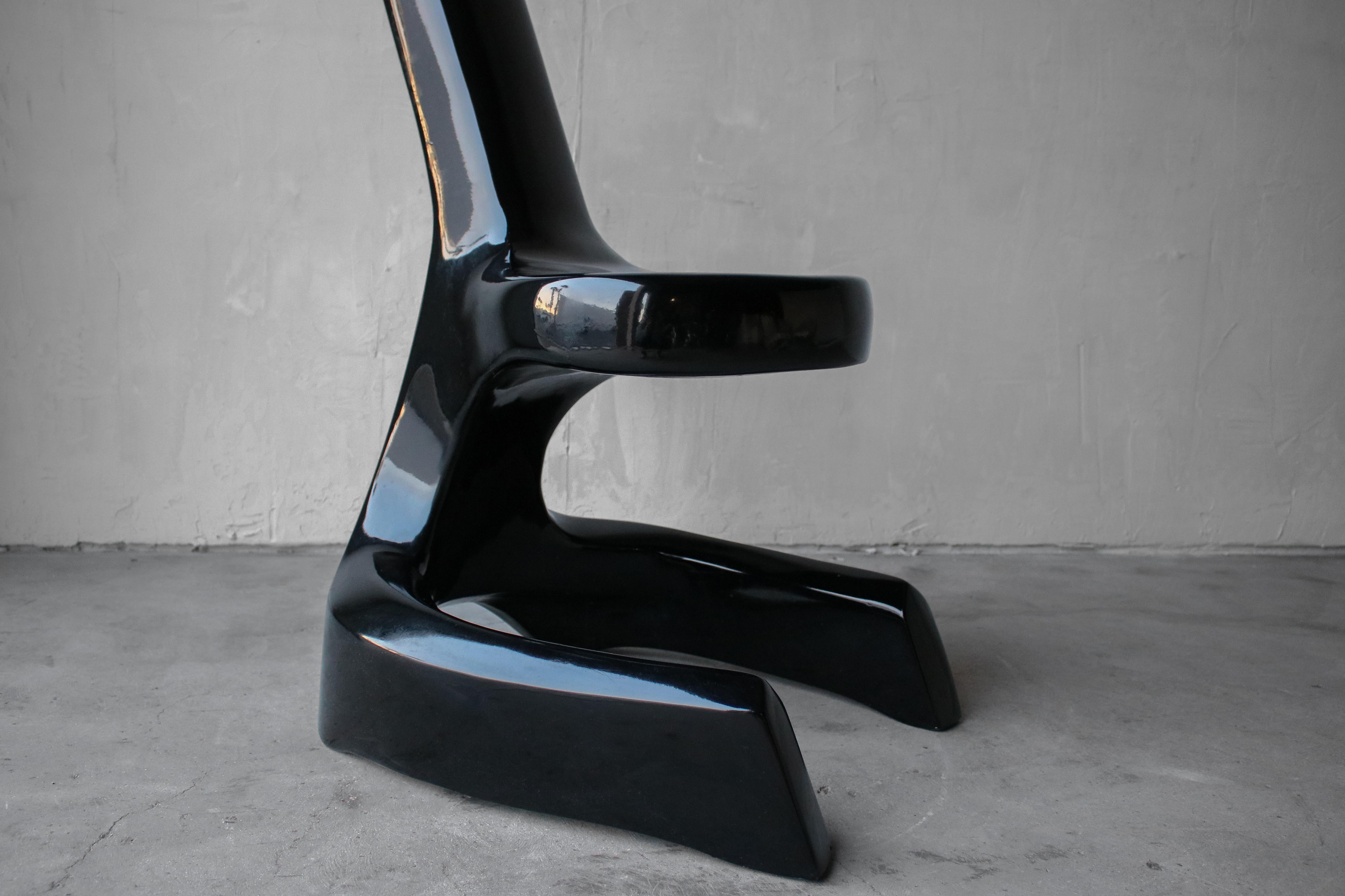Modern Sculptural Black Lacquer Erotic Art Chair