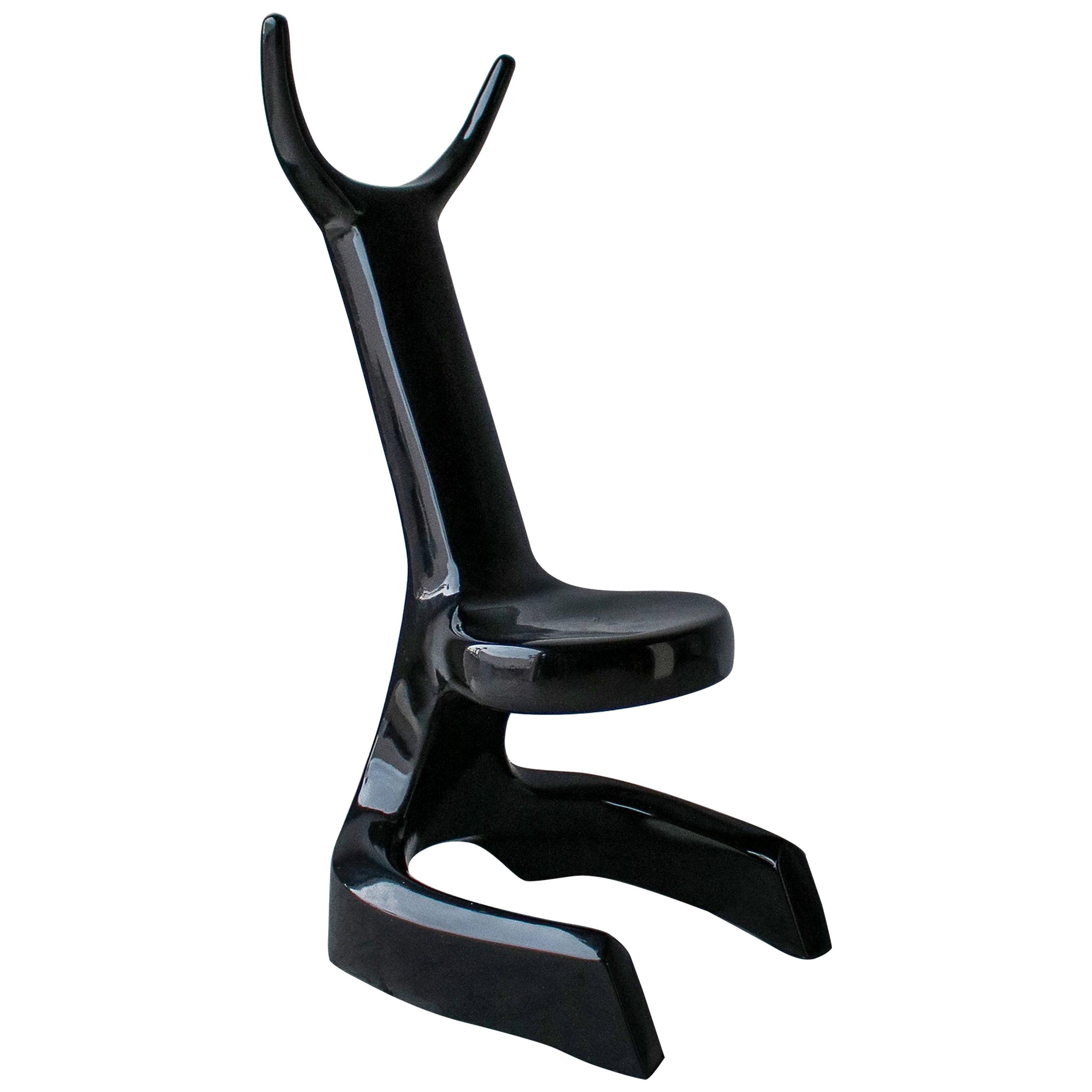 Sculptural Black Lacquer Erotic Art Chair
