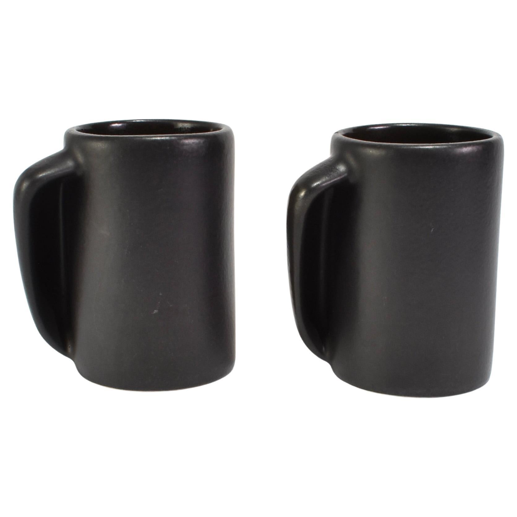 Sculptural Black Mug Set