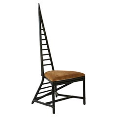 Sculptural Black Rattan High-Back Chair, France, 1970s