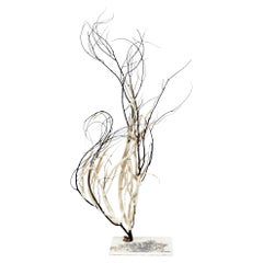 Sculptural Black Sea Whip on a Fossil Dendrite Base