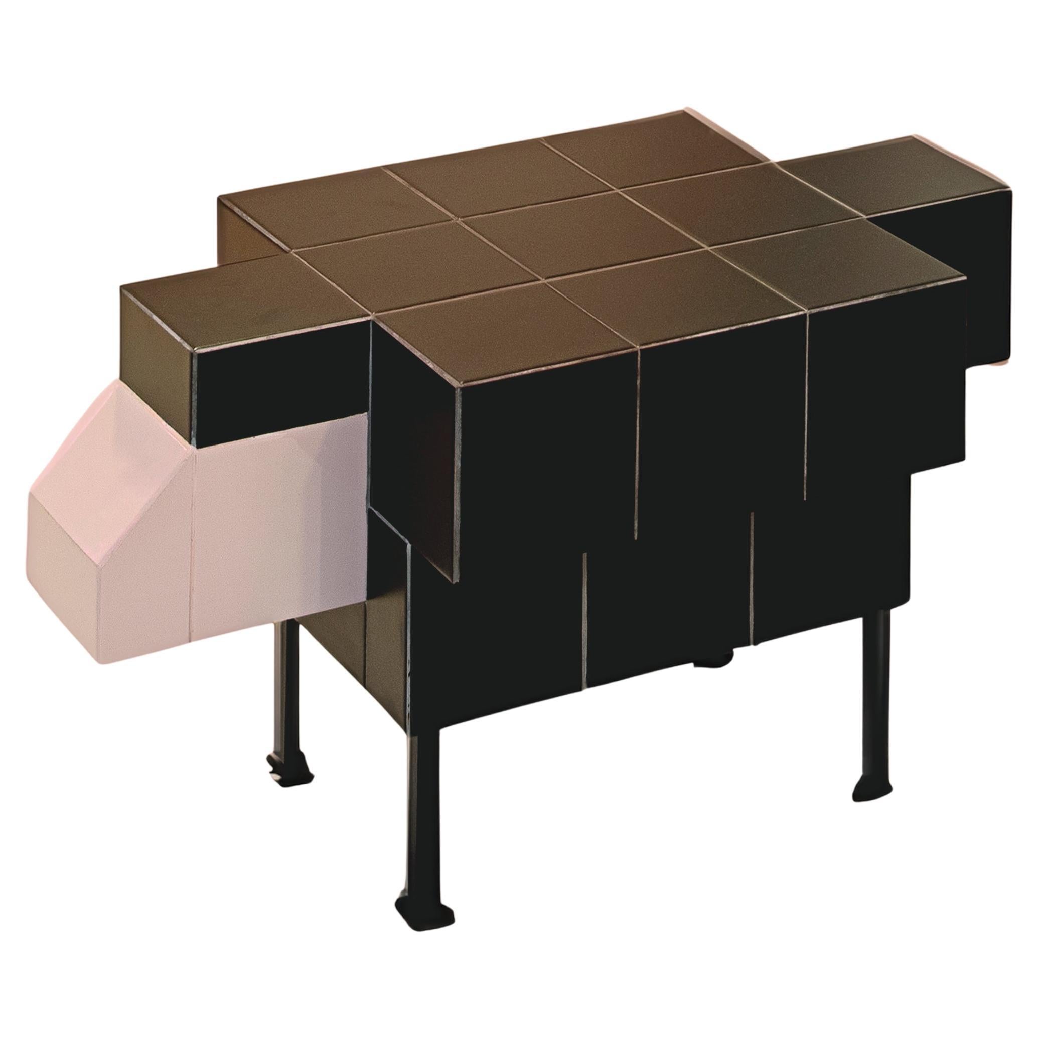 Sculptural Black Sheep Side Table by Bussoga – Ceramic & Steel For Sale