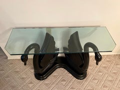 Sculptural Black Swan Statue Console Table