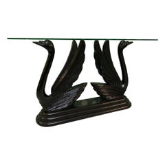 Sculptural Black Swan Statue Console Table