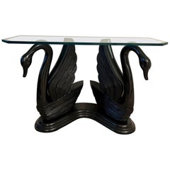 Sculptural Black Swan Statue Console Table