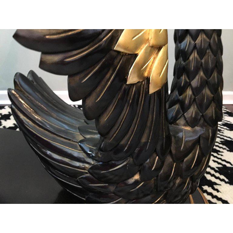 Hollywood Regency Sculptural Black Swan Statue Dining Table