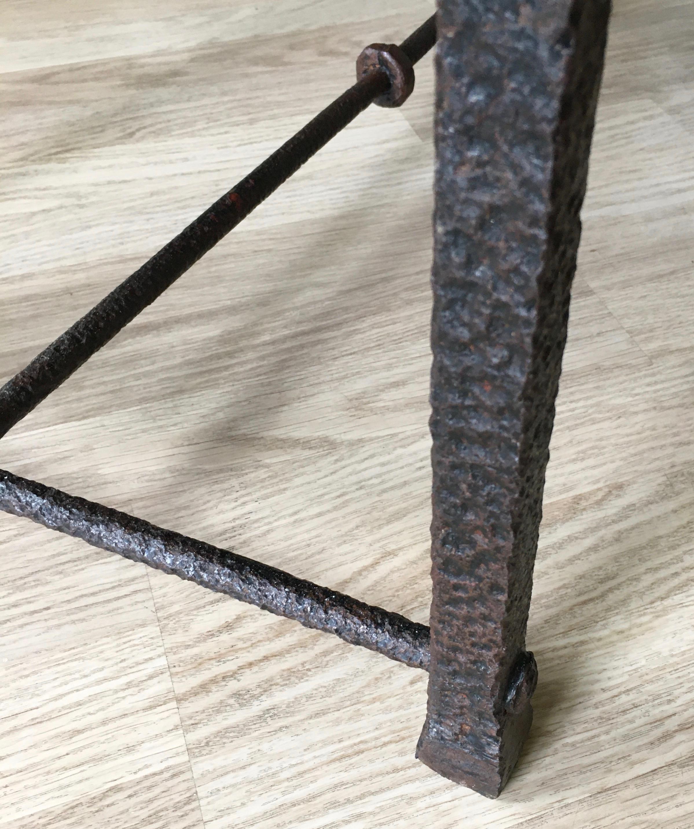 Mid-Century Modern Sculptural Blackened Bronze Low Table in the style of Giacometti, France, 1950