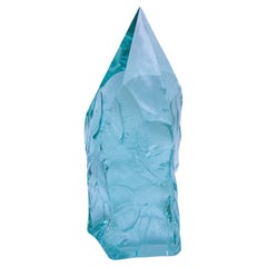 Sculptural Blue Lava Glass Point with Natural Forming Indentions