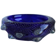 Sculptural Blue Murano Art Glass Bowl, circa 1960s