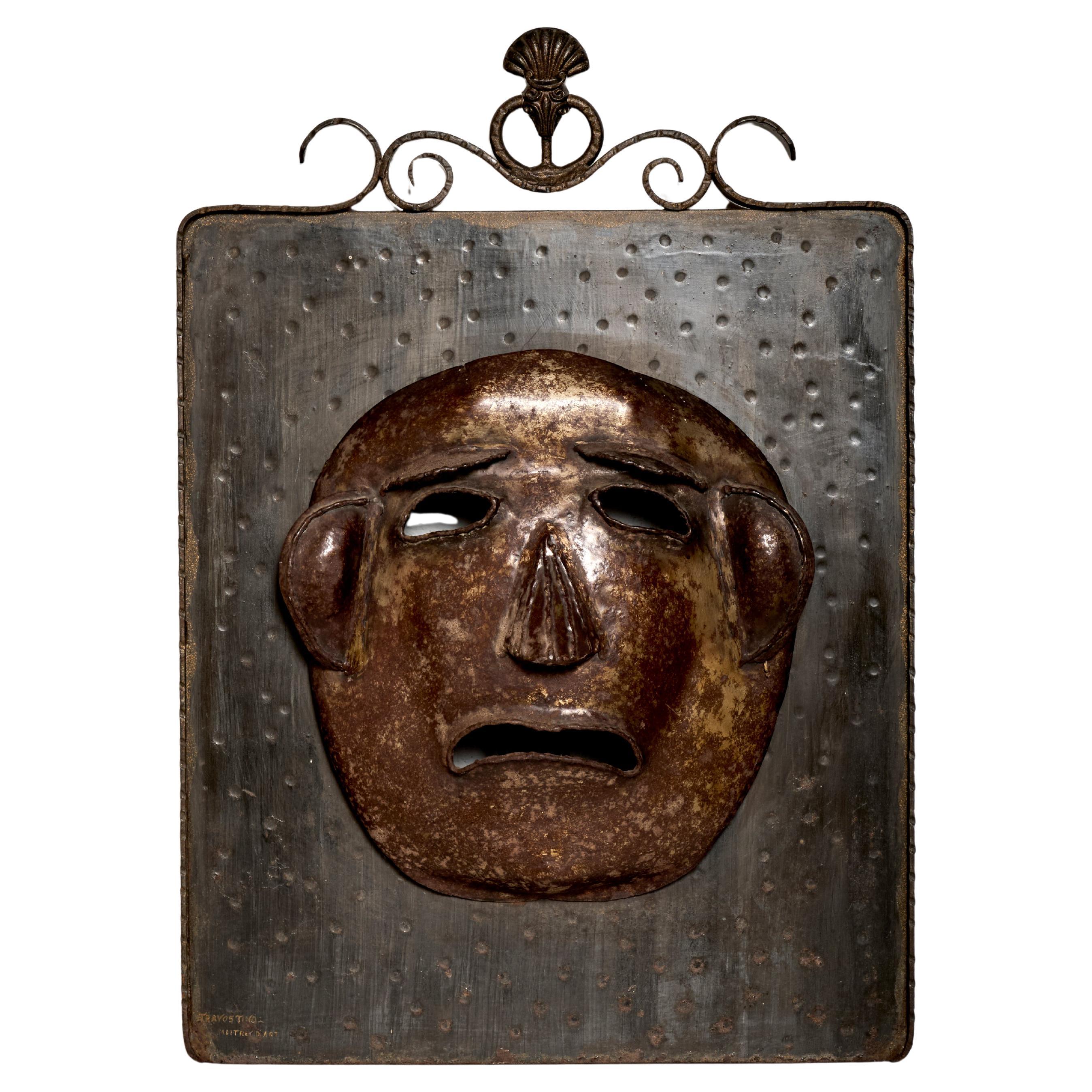 Skulpturaler Wandleuchter "Bocca della Verità" aus Schmiedeeisen, XXe, Italien