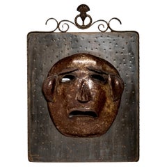 Sculptural "Bocca della Verità" wall sconce in wrought iron, XXe, Italy