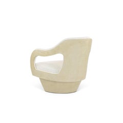 Sculptural Bouclé Armchair with Glossy Sycamore Wood Structure-Jose De Castro