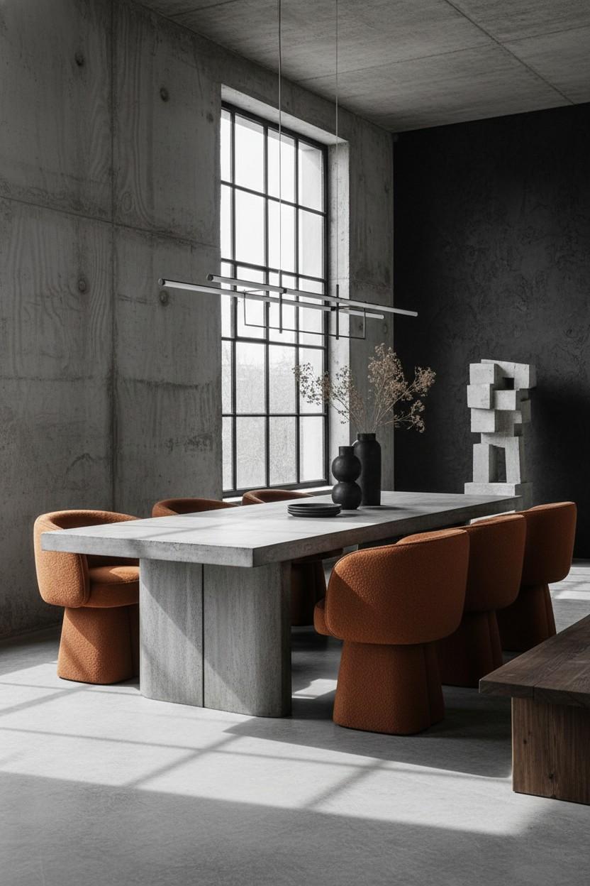 Portoghese Sedia da pranzo scultorea in bouclé con base a piedistallo diviso - Mondo Design/One in vendita