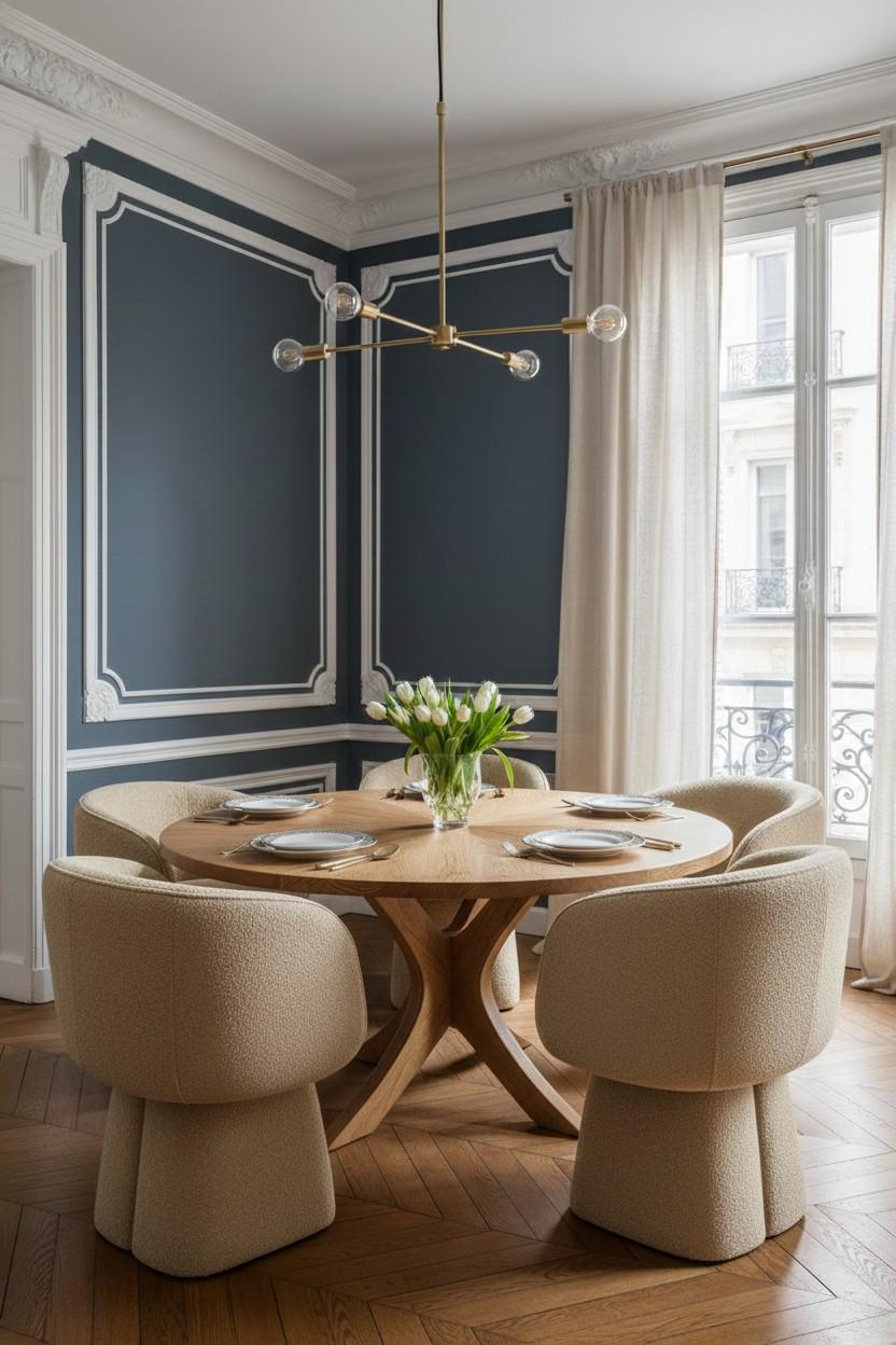 Fatto a mano Sedia da pranzo scultorea in bouclé con base a piedistallo diviso - Mondo Design/One in vendita