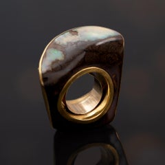 Sculptural Boulder Opal and 18K Yellow Gold Ring