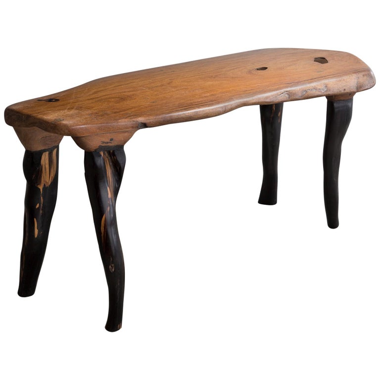 Sculptural "Bovin" Carved African Hardwood Bench by Babacar Niang, 2014