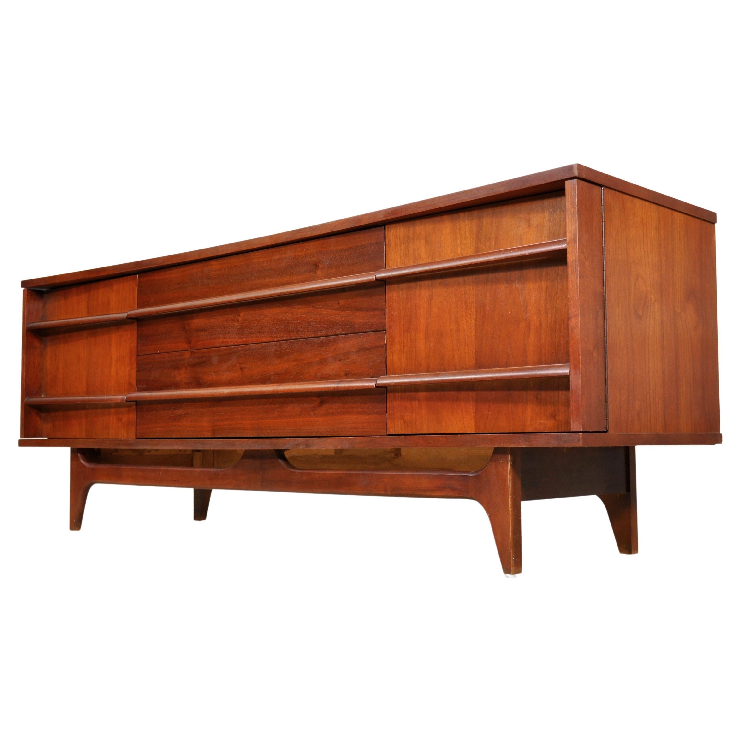 Walnut Sculptural Bow-Front Cabinet or Credenza by Young Manufacturing Co