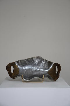 Sculptural Bowl by David Marshall, Polished Aluminum & Brass, 1980s
