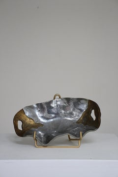 Sculptural Bowl by David Marshall, Polished Aluminum & Brass, 1980s