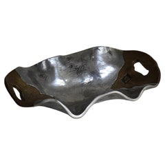 Sculptural Bowl by David Marshall, Polished Aluminum & Brass, 1980s