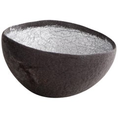 Sculptural Bowl in Medium Gray and Silver Metallic Felt by Ronel Jordaan, 2016