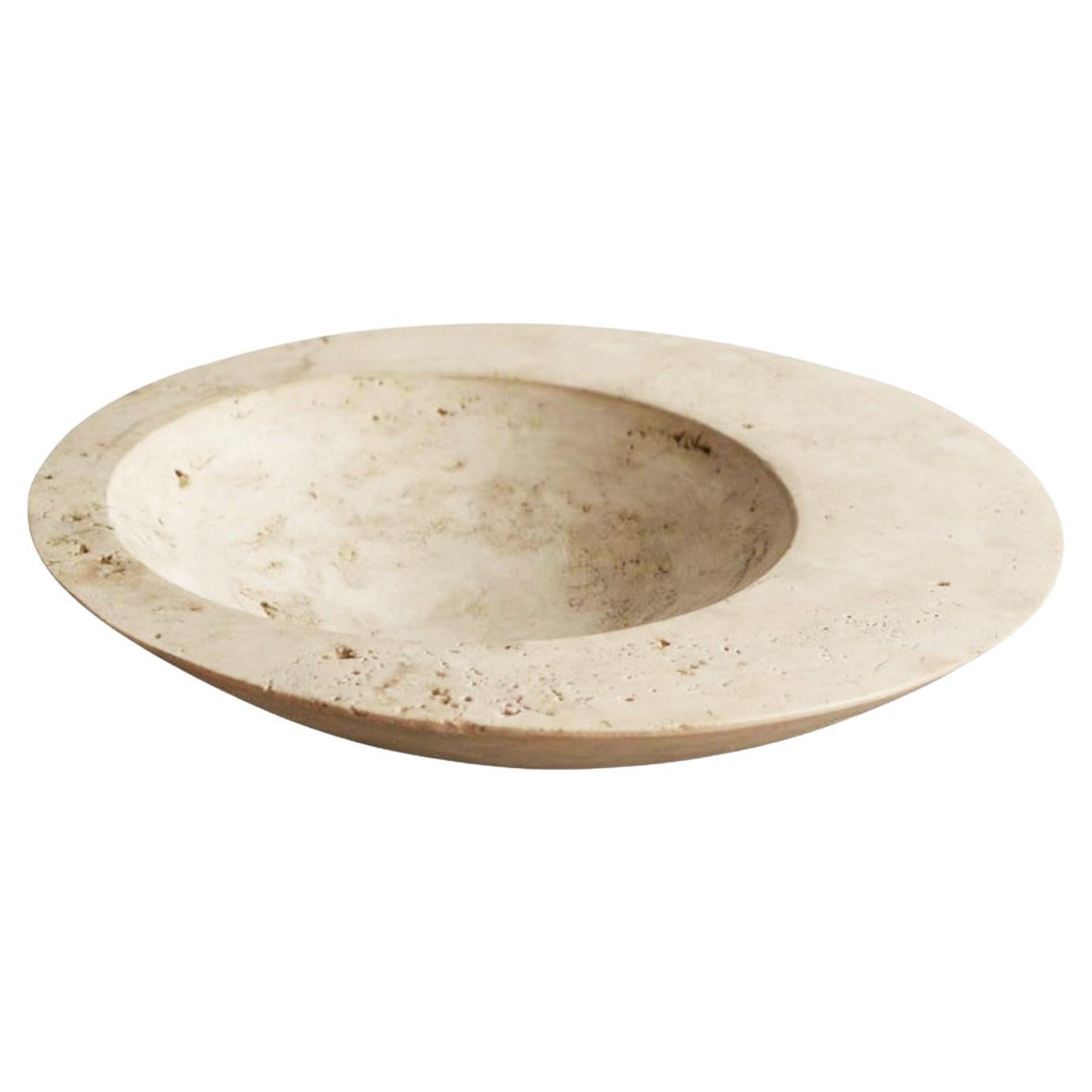 Sculptural Bowl or Centerpiece in Travertine
