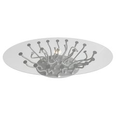 Sculptural Branch Base Collectible Dining Table with Smoked Oval Glass Top