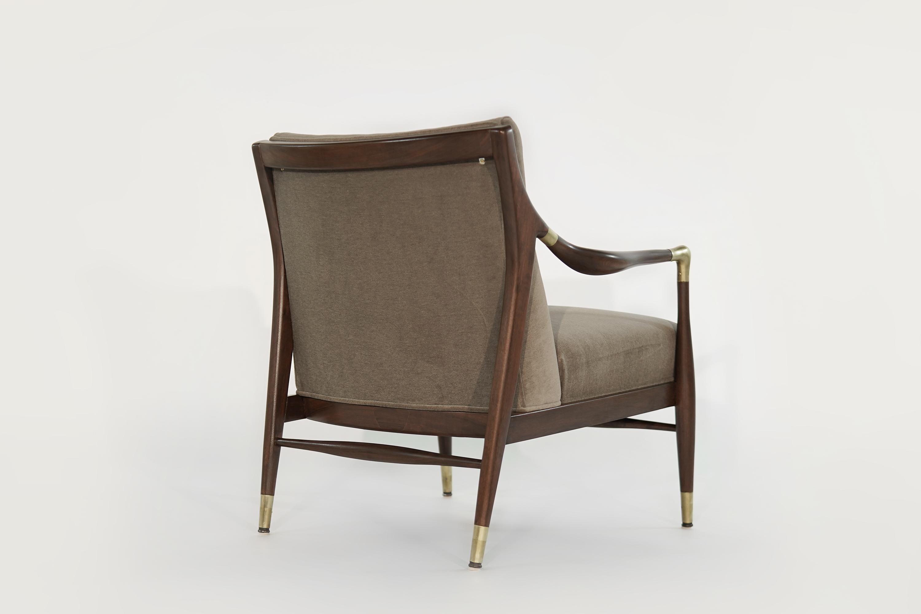 American Sculptural Brass-Accented Lounge Chair, Jamestown Royal, 1950s
