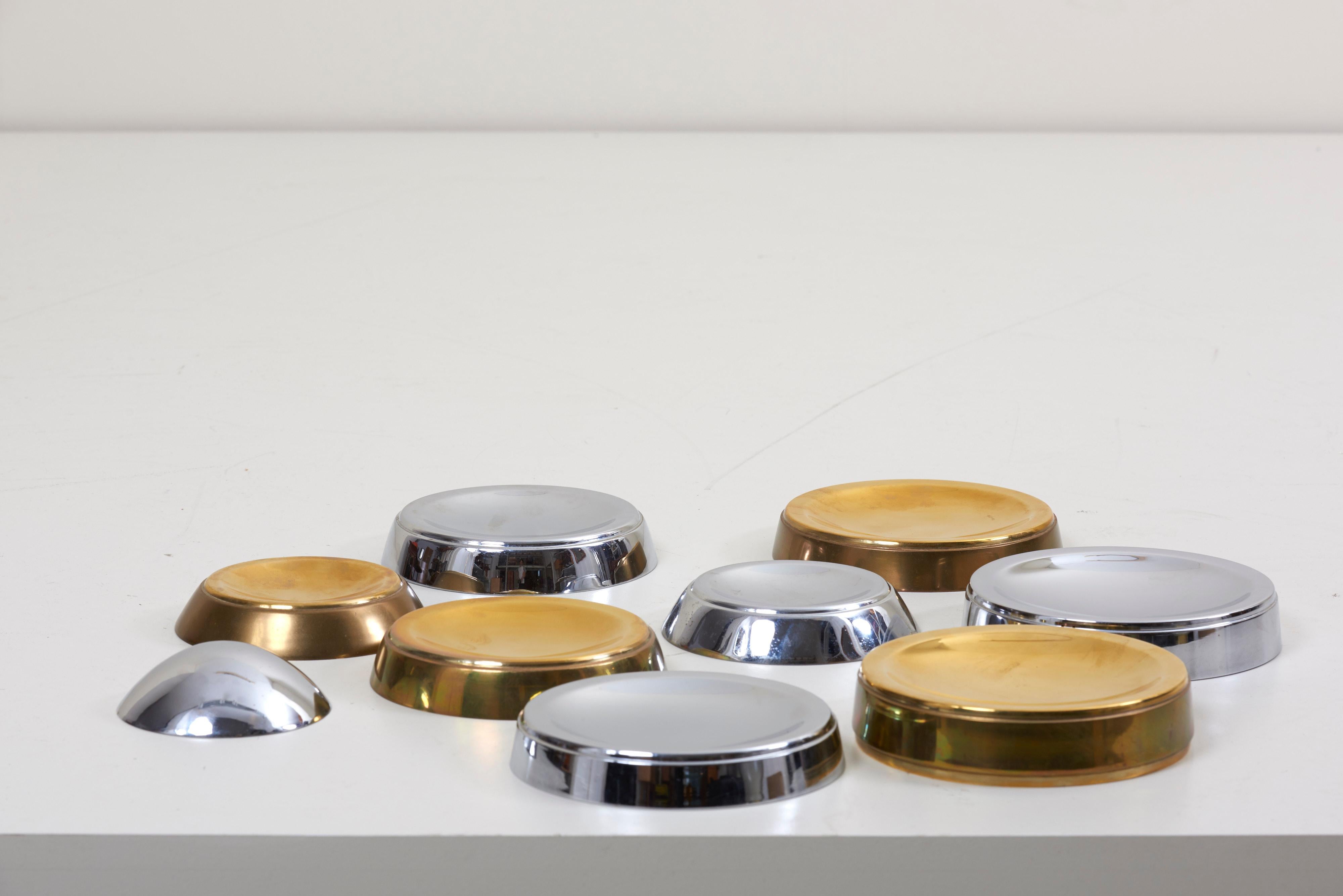 Sculptural Brass and Chrome Stacking Tray Egg by Tommaso Barbi 4