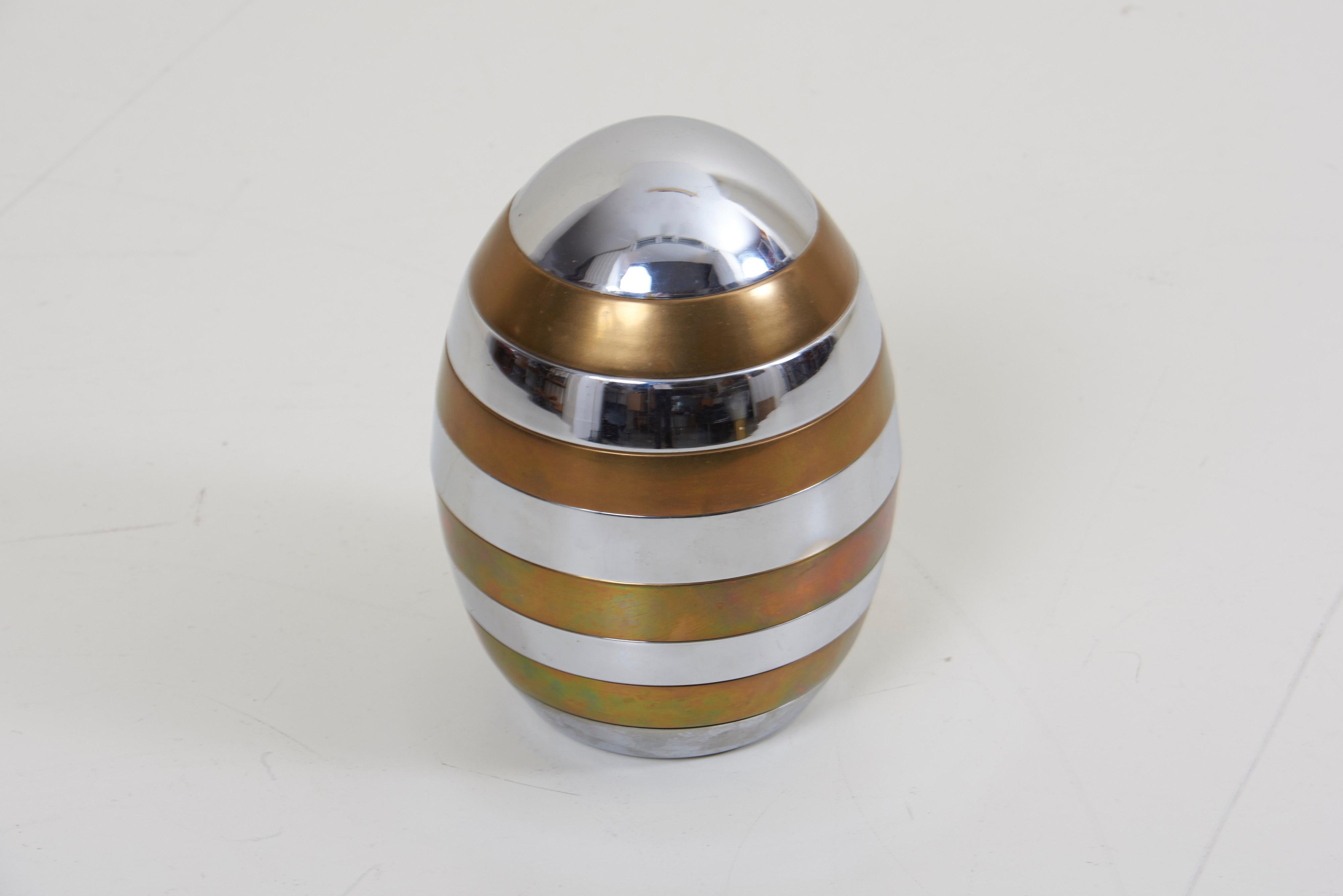 Sculptural Brass and Chrome Stacking Tray Egg by Tommaso Barbi 6