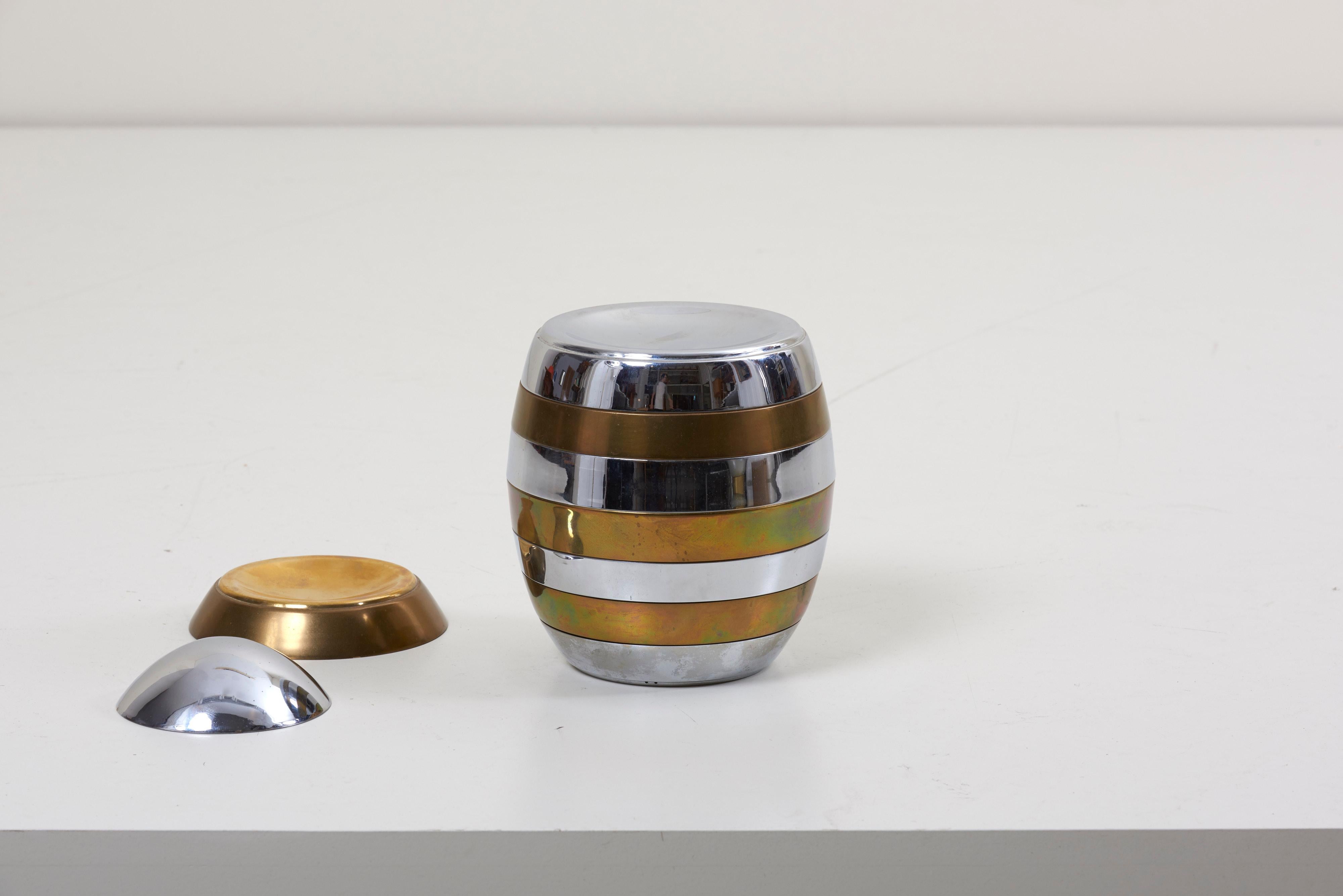 Italian Sculptural Brass and Chrome Stacking Tray Egg by Tommaso Barbi