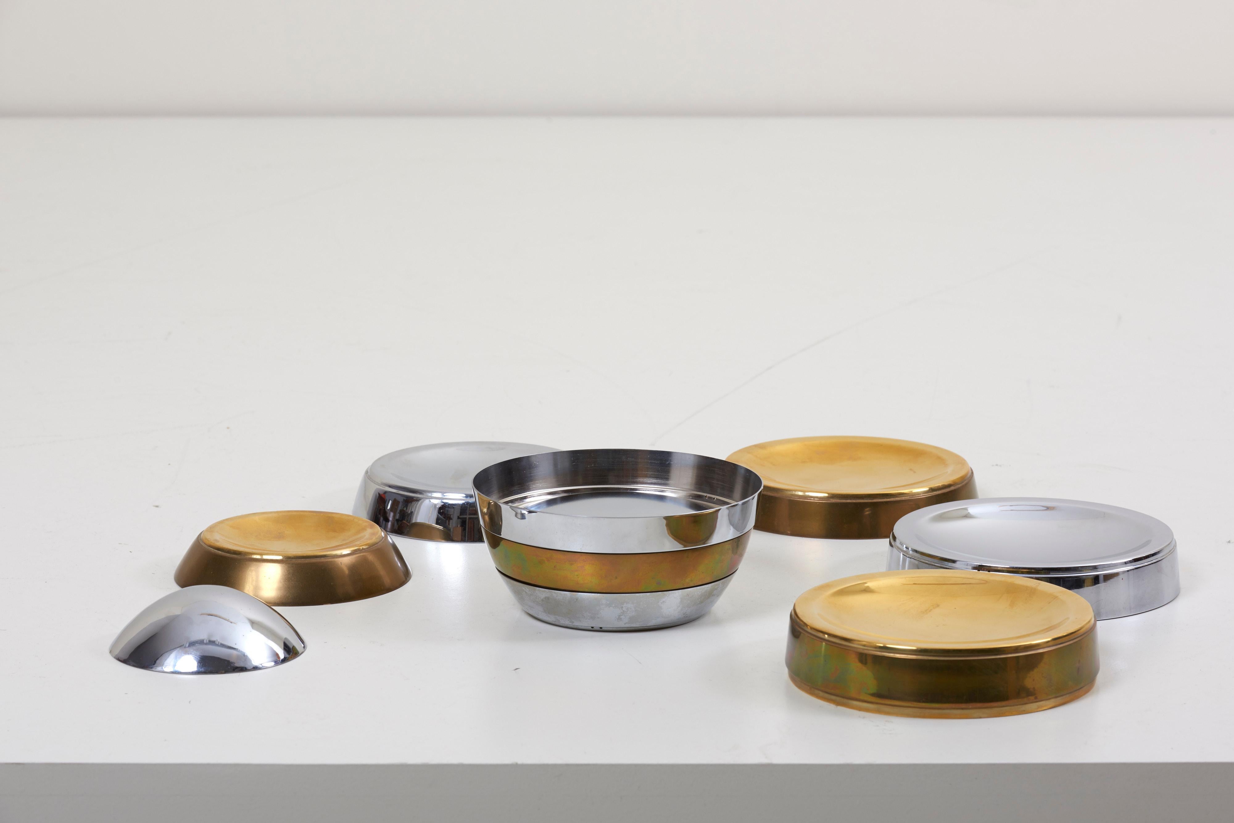 Sculptural Brass and Chrome Stacking Tray Egg by Tommaso Barbi 2