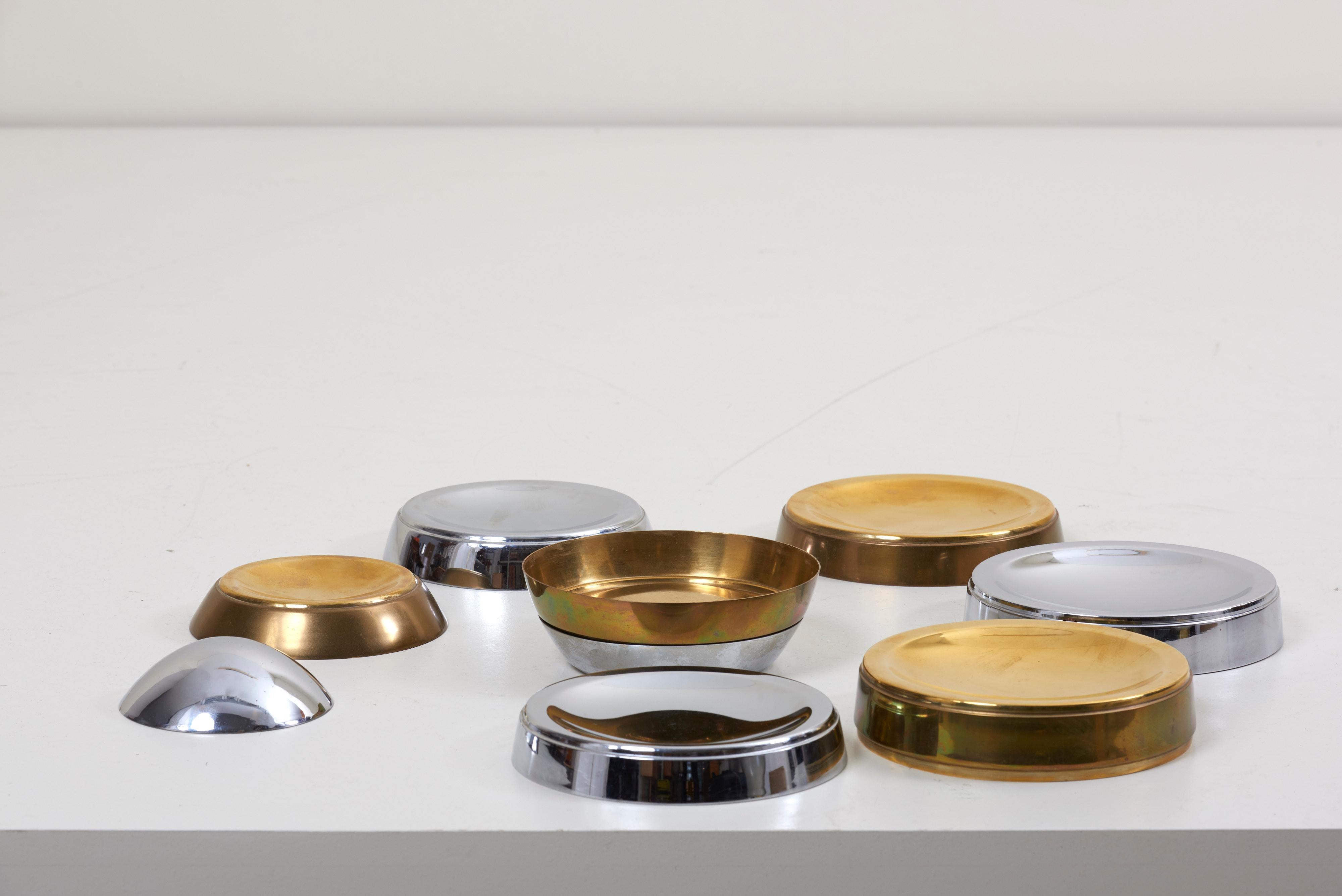 Sculptural Brass and Chrome Stacking Tray Egg by Tommaso Barbi 3