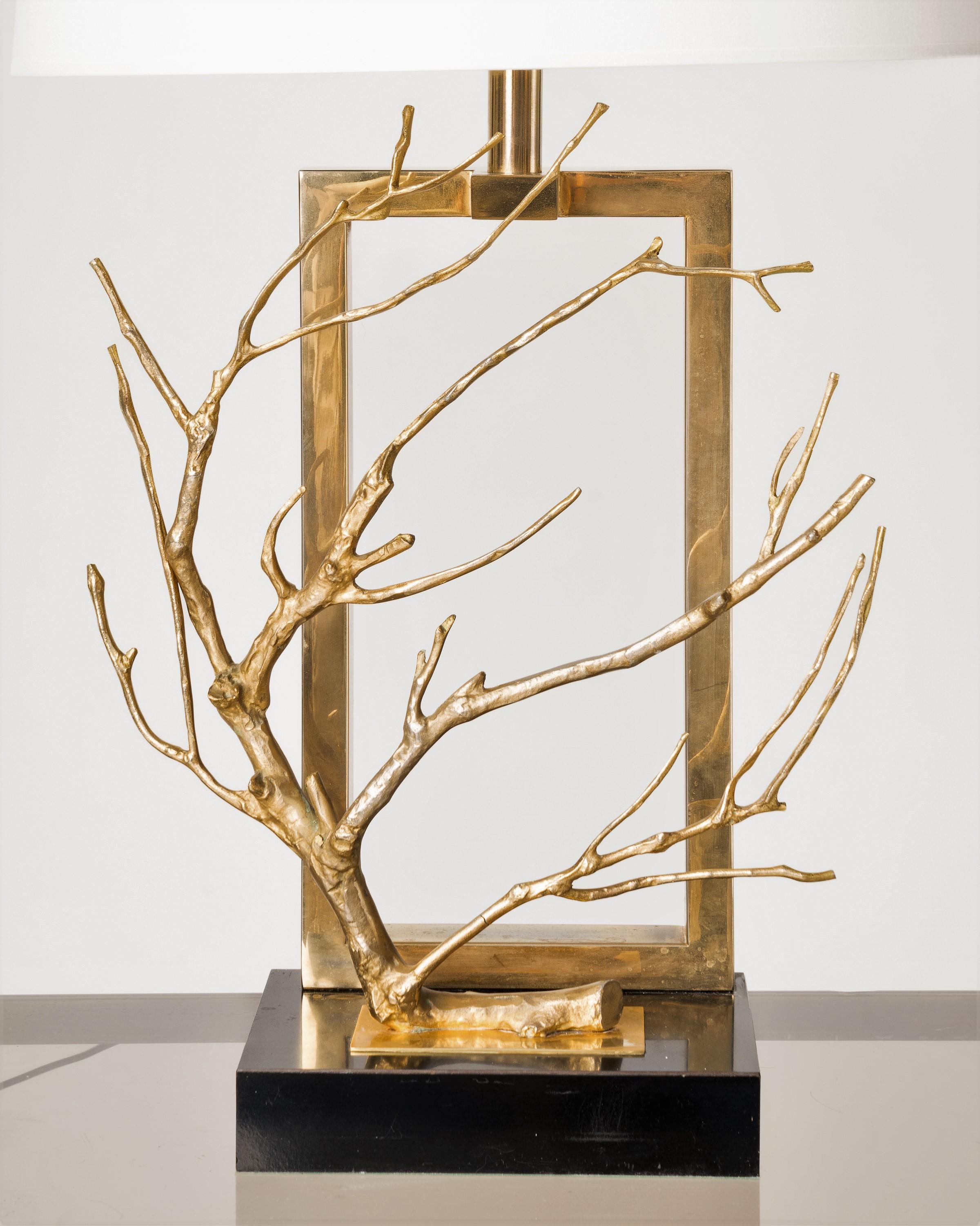 Lampe de bureau sculpturale en forme de branche d'arbre en laiton et doré, France, années 1970 État moyen - En vente à New York, NY