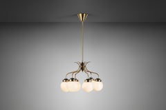 Sculptural Brass and Glass Ceiling Light, Scandinavia, 1950s