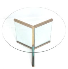 Sculptural Brass and Glass Coffee Table by Leon Rosen for Pace