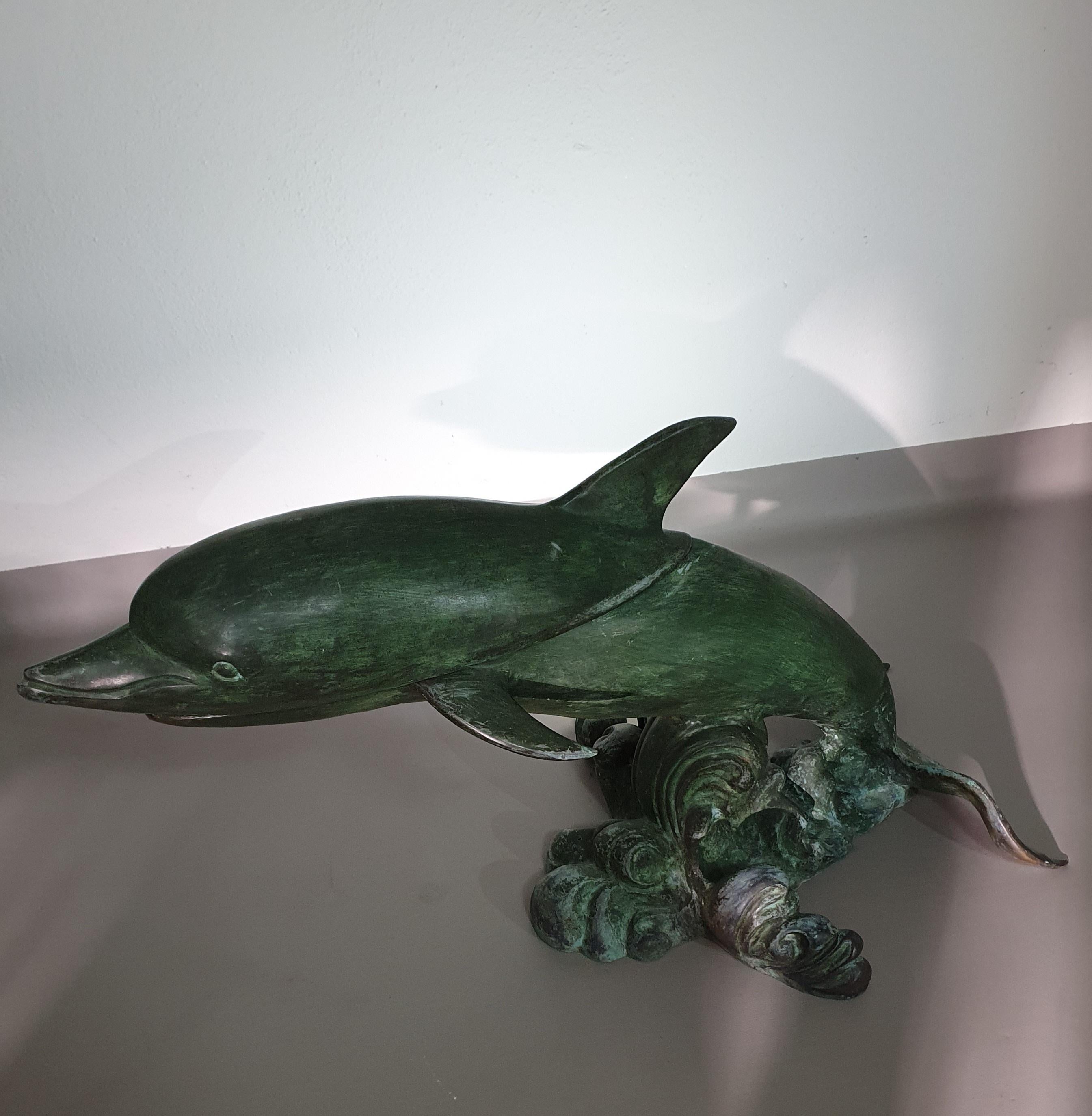 Bronze Dolphin coffee table 1970s. Comes without Glass top . Width 100 Height 55 Depth 55 cm