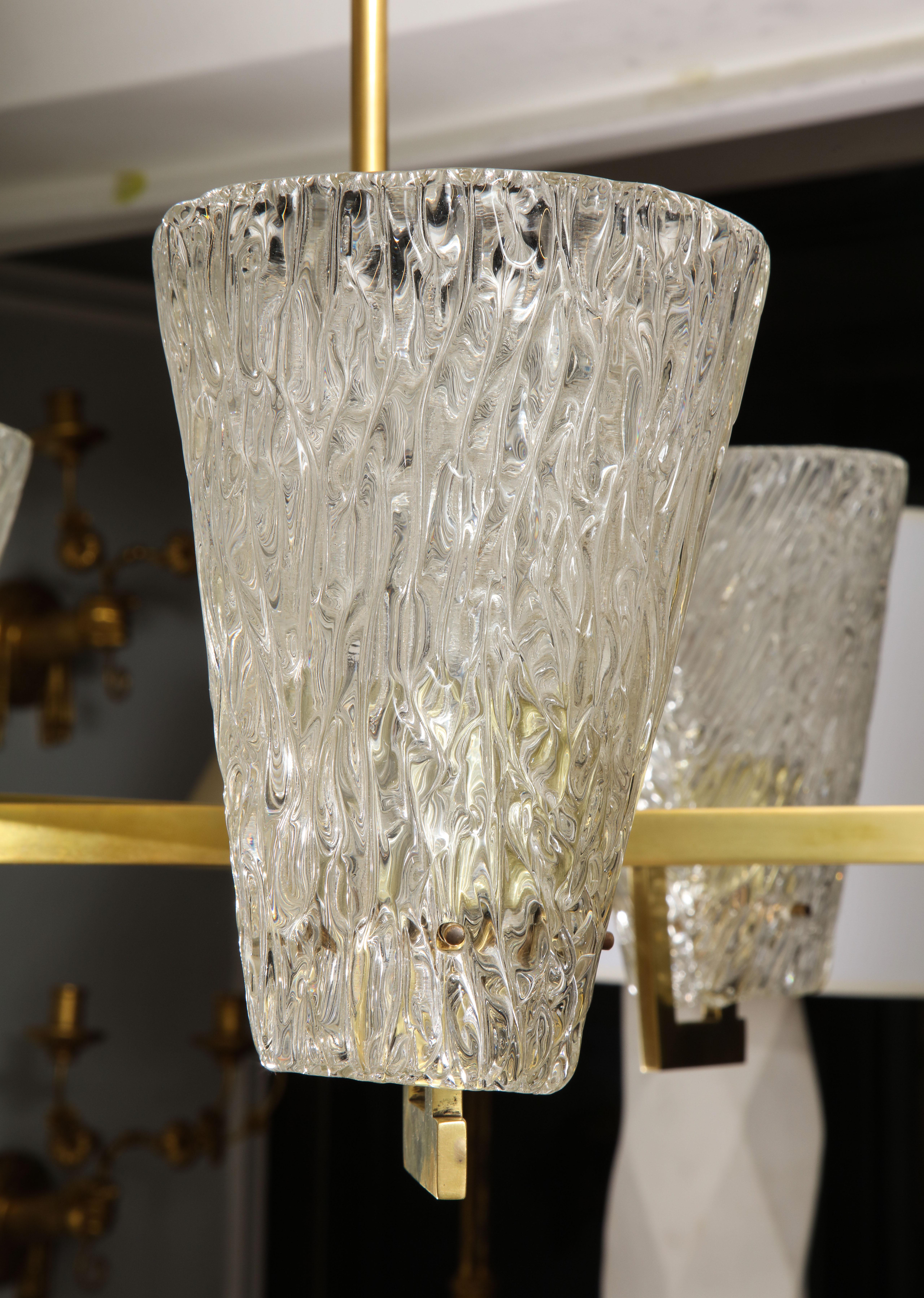 Colgante vintage de latón y cristal de seis brazos Latón en venta